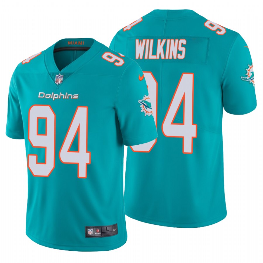 Men's Miami Dolphins #94 Christian Wilkins 2020 Aqua Vapor Limited Stitched Jersey